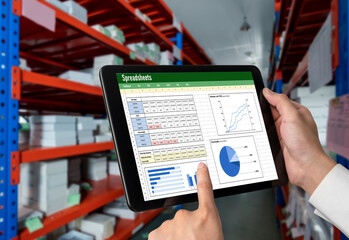 Spreadsheet document information financial startup concept. data and graphs in spreadsheet documents for online analysis project dashboard accounting digital snugly