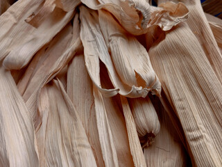 Full frame of dried corn husk for making Ga Kenkey in Ghana. Ethnic biodegradable food wrappers or wrapper.
