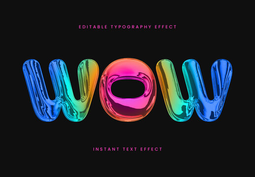 Iridescent Gradient Font Glossy Metallic Vibrant Text Effect