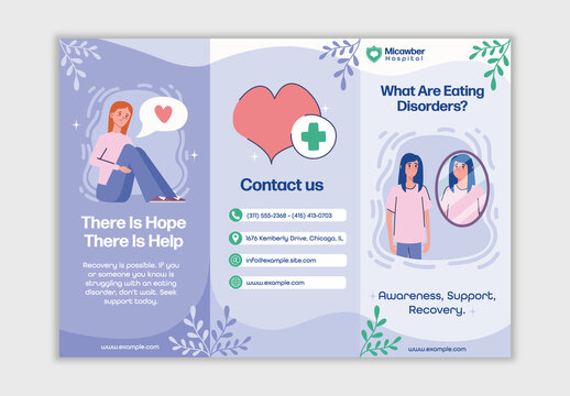 Purple And Green Mental Health Brochure Template