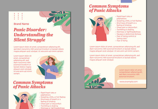 Pink And Green Mental Health Informative Brochure Template