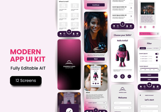 Fuchsia And White AI Chatbot Assistant Mobile App UI UX Design Template