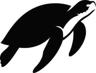 Obraz premium Sea turtle silhouette in simple marine design, Ocean turtle vector for underwater themes and decor