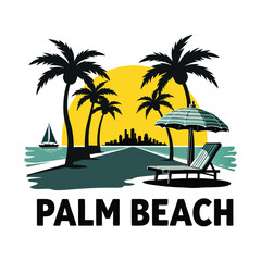 Fototapeta premium Palm Beach Vintage Sunset Tropical T-Shirt Artwork