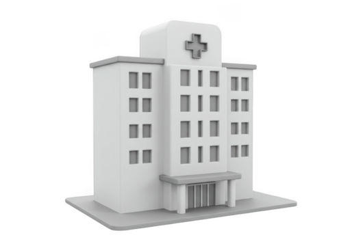 Hospital building isolated on transparent background, 3d rendering