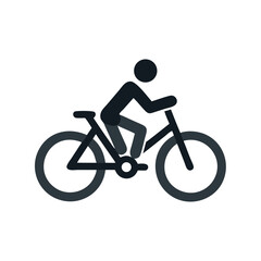 Person riding bicycle icon, clean cutout, transparent background