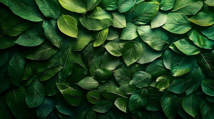Obraz premium Close-up view of many various shades of green leaves.
