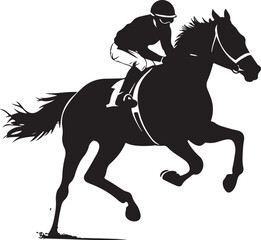 Horse Race Equestrian Silhouette Vector Illustration on Transparent Background - obrazy, fototapety, plakaty