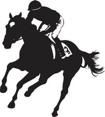 Horse Race Equestrian Silhouette Vector Illustration on Transparent Background