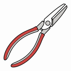 Red handled pliers isolated on white background simple illustration