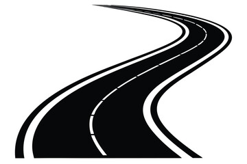  Curved Road Silhouette Vector Icons &ndash; Highway and Street Pathway Collection​