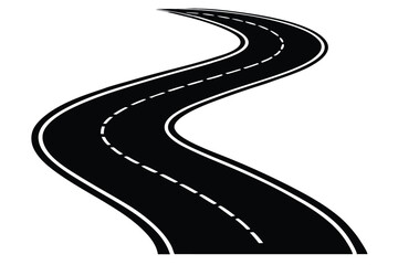  Curved Road Silhouette Vector Icons &ndash; Highway and Street Pathway Collection​