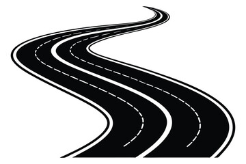  Curved Road Silhouette Vector Icons – Highway and Street Pathway Collection​