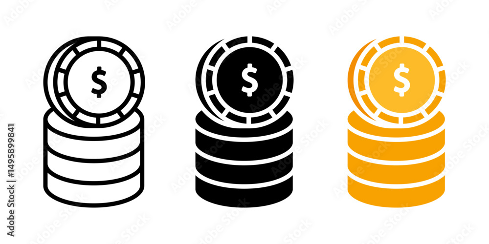 Poster coin icon set. for mobile concept and web design on white background