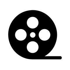 Crisp film reel silhouette design, isolated on white background, vector graphic