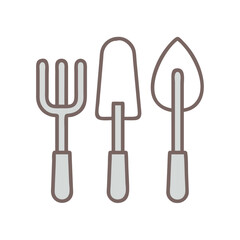 Gardening tools set isolated cutout png transparent background