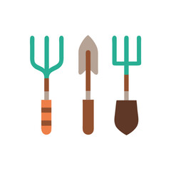 Gardening tools set isolated cutout png transparent background