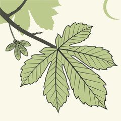 Elegant green leaf branch illustration nature botanical design