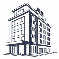 Modern hotel building architectural design illustration