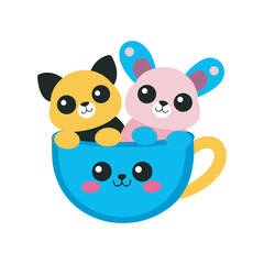 Adorable Baby Animals Sitting In Teacups