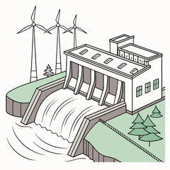 Hydroelectric dam power generation renewable energy wind turbines green energy