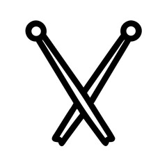 Crisp silhouette of knitting needles on white background, vector cutout design