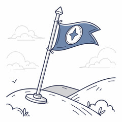 Star flag on hilltop success achievement goal