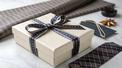 A father's day gift box with a classy ribbon.