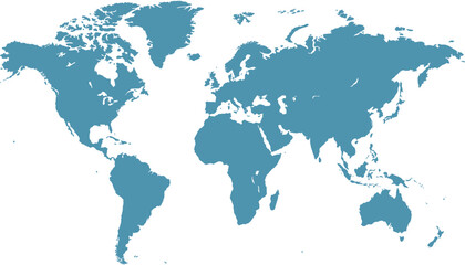 World map. Blue modern vector map. Silhouette map