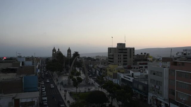 peru  tacna air viux square cathedral city and paeabolic arc