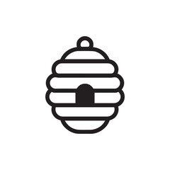 a black outline vector of a bee hive icon on white background.
