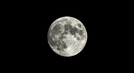 Obraz premium Stunning full moon against black sky - nighttime lunar photography for astronomy enthusiasts