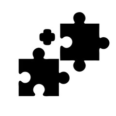 Fototapeta premium Four interlocking puzzle pieces silhouette design, clean cutout, vector shape, transparent background