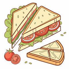 Delicious sandwich illustration with transparent background ready for design projects