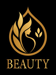Golden Nature Beauty Woman Abstract Logo