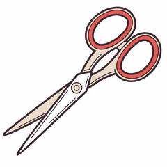 Red handled scissors illustration craft tool design element