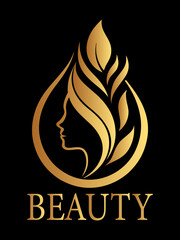 Golden Nature Beauty Woman Abstract Logo