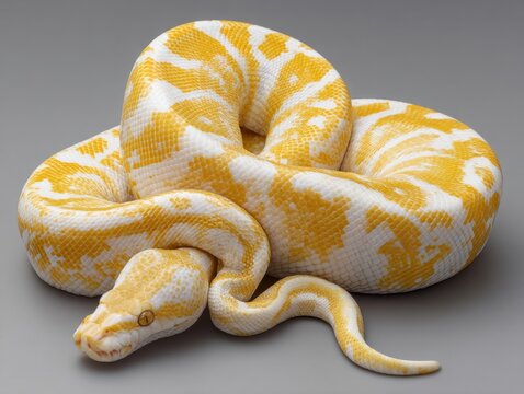 albino white and yellow pattern morph of ball python