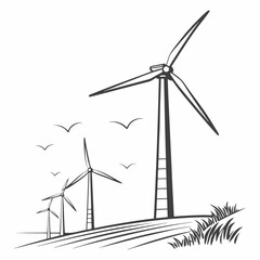 Wind turbines generating clean energy on a hillside