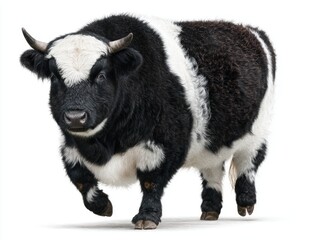 belted galloway black white cattle cow breed isolated on white