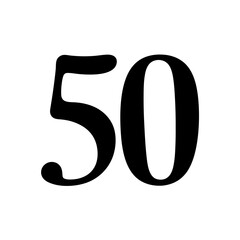 Bold rendition of the number fifty with a distinct serif typeface