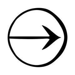 Simple black arrow pointing to the right within a circle outline