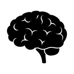 Stylized monochrome illustration of a human brain anatomy graphic icon logo