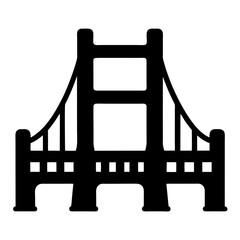 Simplified Silhouette of a Suspension Bridge with Square Openings and Arched Cables