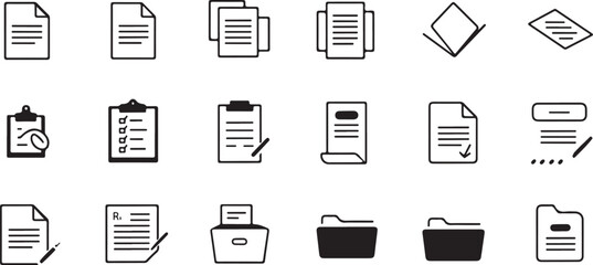 Collection of Document and Checklist Icons for Business