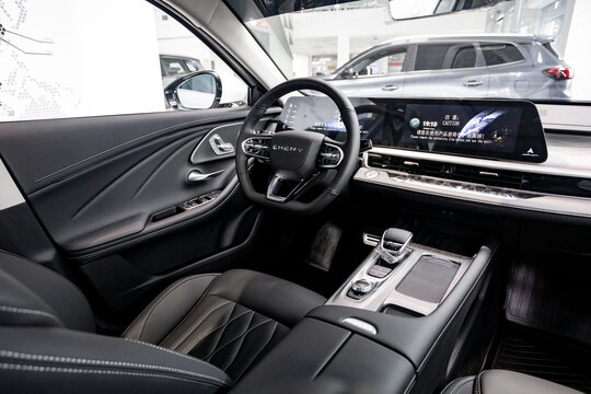 interior of a car Chery Arizzo 8 mid-size sedan detail logo white