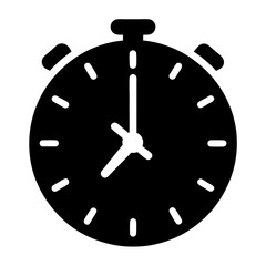 Stopwatch icon indicating time management and measurement in solid black design