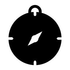 A simple black compass icon for navigation and direction finding adventure