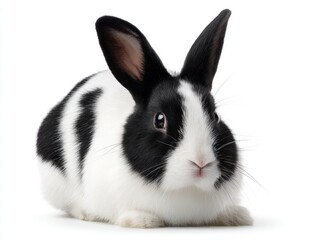 Fototapeta premium dutch black and white pattern rabbit isolated on white