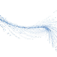 Twinkling particles expanding in curved sequence, indigo lights, isolated